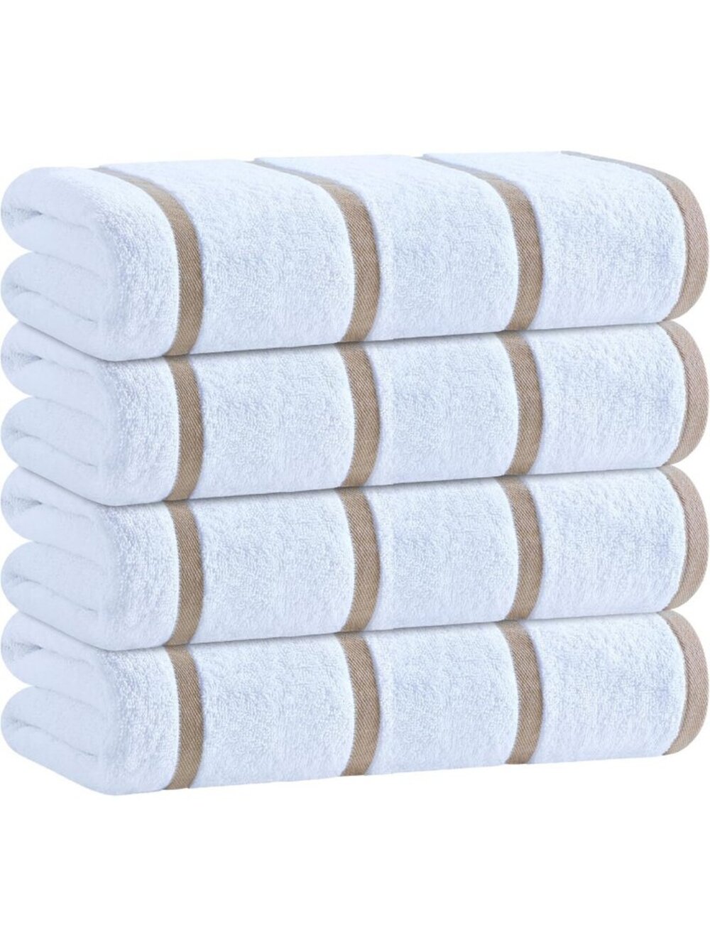 Oversized White Cotton Pool Towels, 30x60, Soft & Absorbent, 4 Pack, Beige